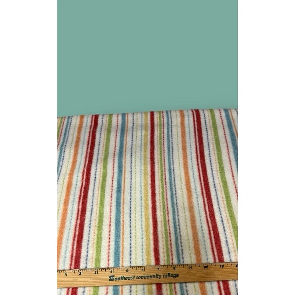 Quilt Craft Sewing Material Fleece Fabric Multicolor Stripe Blue Red Green White
